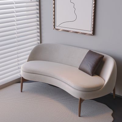 布艺软包弧形沙发 实木沙发抱枕