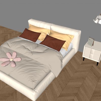 奶油儿童床女孩床 实木床头柜吊灯 软包床枕头抱枕床品