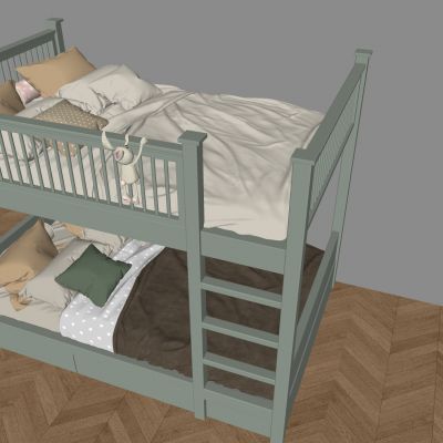 实木奶油上下床铺 儿童高低双层床