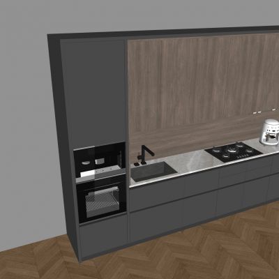 轻奢厨房橱柜吊柜 油烟机灶具燃气灶 内嵌式蒸箱烤箱 轨道插座
