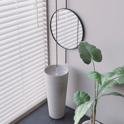 北欧立柱洗手盆 落地陶瓷洗手池 圆形台盆洗脸盆