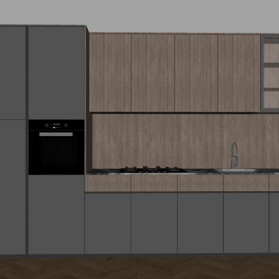 中式厨房橱柜吊柜 油烟机灶具燃气灶 内嵌式蒸箱烤箱 