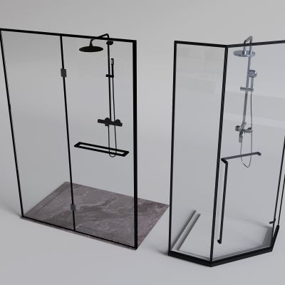 玻璃淋浴间淋浴房 淋浴花洒 弧形淋浴间