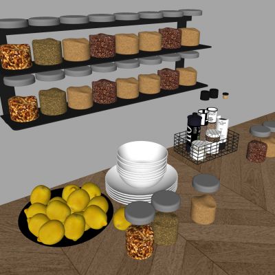 玻璃密封罐 防潮带盖储物罐 五谷杂粮收纳盒 厨房用品盘碗柠檬