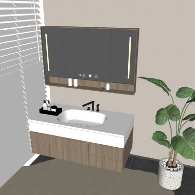 悬空浴室柜智能镜柜 实木卫浴柜水龙头 洗手台陶瓷台