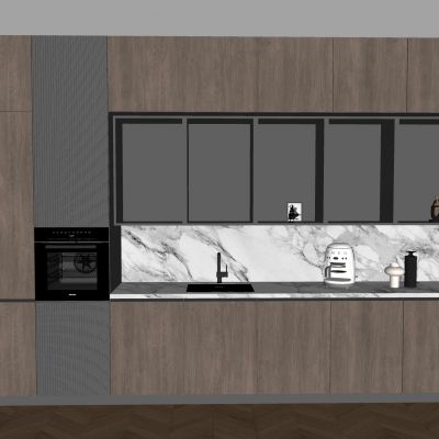 中式橱柜吊柜 咖啡机水龙头 嵌入式蒸箱烤箱