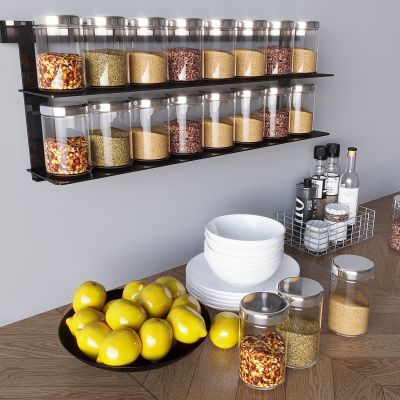 玻璃密封罐 防潮带盖储物罐 五谷杂粮收纳盒 厨房用品盘碗柠檬