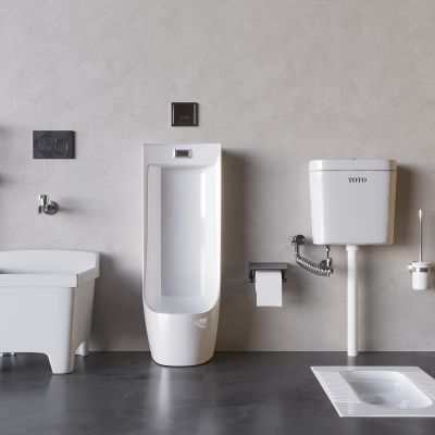 储水式蹲便池便器 尿斗小便斗拖把池 厕纸卷纸盒垃圾桶3D模型