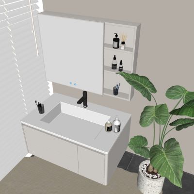 悬空实木浴室柜 感应卫浴镜收纳柜 洗手台水龙头香薰