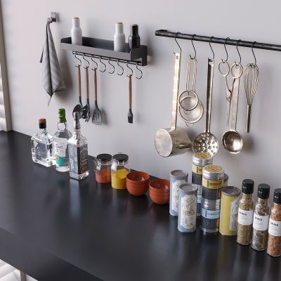 墙挂挂钩置物架 厨房用品调料瓶 汤勺锅铲打蛋器