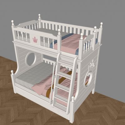 实木奶油上下床铺 儿童高低双层床