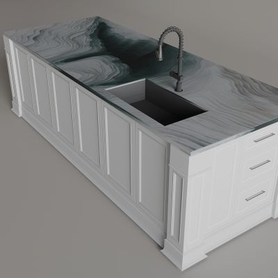 开放式厨房岛台 大理石岛台吧台