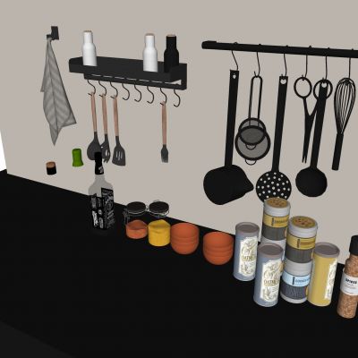 墙挂挂钩置物架 厨房用品调料瓶 汤勺锅铲打蛋器