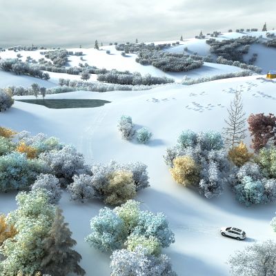 现代山地雪景公园