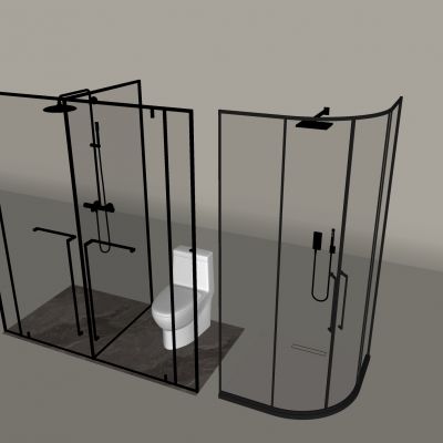 玻璃淋浴间淋浴房 淋浴花洒 弧形淋浴间