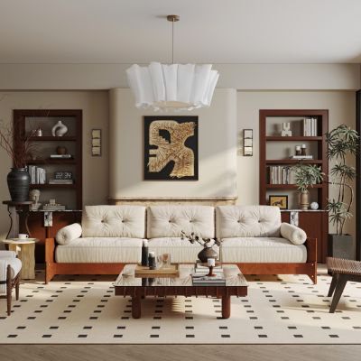 现代中古风客厅 侘寂风客厅 横厅