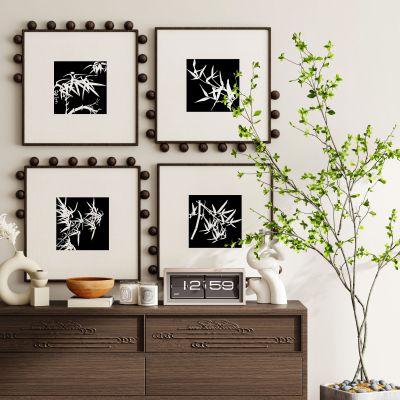 现代新中式侘寂中古风挂画装饰画组合