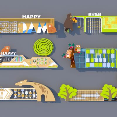 现代儿童互动景墙 活动景墙 儿童景墙 