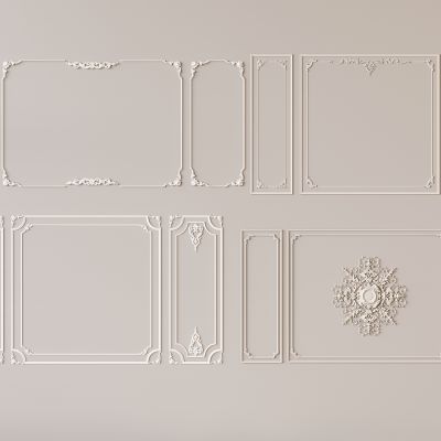 法式雕花石膏线条 客厅卧室背景墙 石膏构件装饰线条