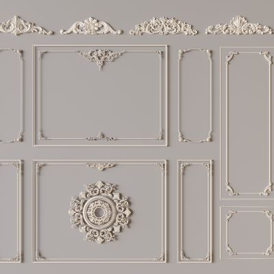 法式雕花石膏线条 客厅卧室背景墙 石膏构件装饰线条