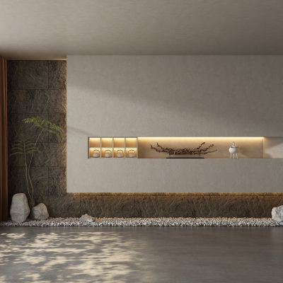 现代茶室背景墙