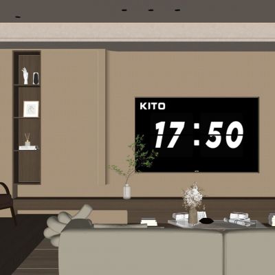 意式 奶油风 开放格 地台 内嵌电视 别墅客厅 电视玄关一体柜