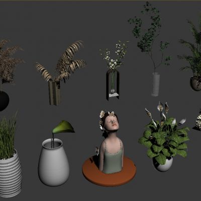 花坛 花池 花草 植物 景观 绿化 花卉 花瓶 摆件3D模型