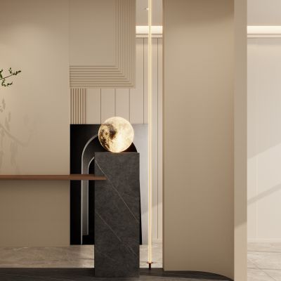 意式 中古风 实木造型 斯卡帕叠级 悬浮式 入户隔断 玄关