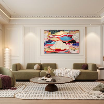 法式客厅，沙发组合，茶几，