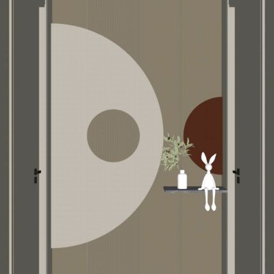 奶油 简约风 圆弧灯带 格栅 走廊端景 玄关