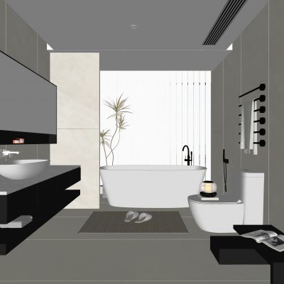 现代卫生间 浴室柜 洗脸盆 镜柜 马桶