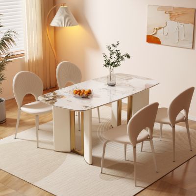 现代奶油风餐桌椅组合