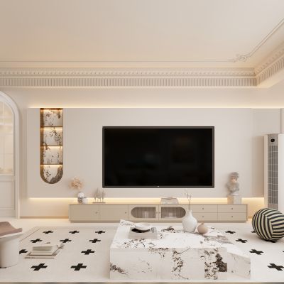 法式客厅，沙发组合，茶几，