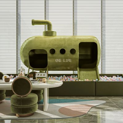 现代售楼处儿童室 潜水艇滑梯