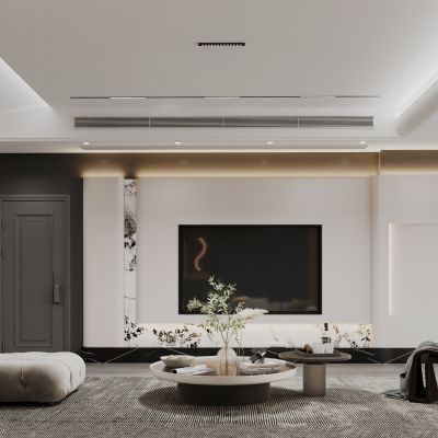 现代客厅餐厅玄关背景墙 洗手区开放式厨房 沙发冰箱摆件墙饰