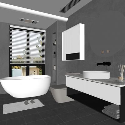 现代卫生间 浴室柜 洗脸盆 镜柜 马桶