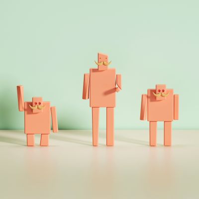 摆件机器人胡子老头木制混油