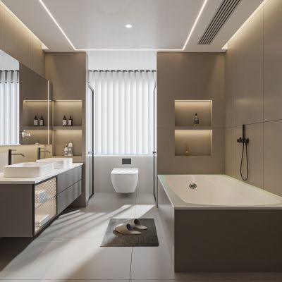 现代卫生间 浴室柜 洗脸盆 镜柜 马桶