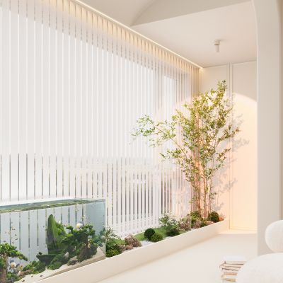 奶油風(fēng)陽(yáng)臺(tái)3D模型