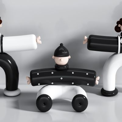 陶瓷摆件娃娃搞笑娃娃一家三口组合西装男娃娃烫发女娃娃坐地小娃娃