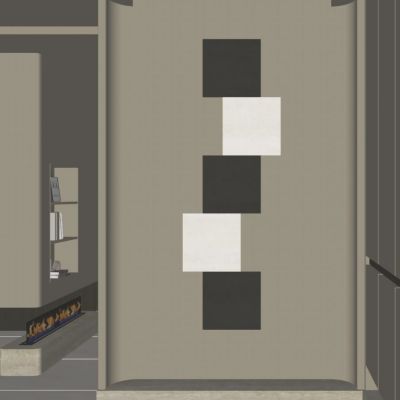 意式 极简风 几何叠级 悬浮壁龛 火焰壁炉 入户隔断 玄关