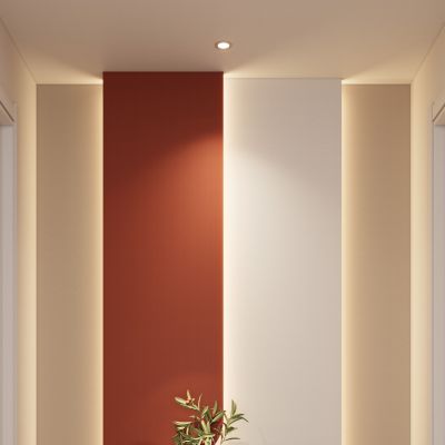 奶油 简约风 圆弧灯带 格栅 走廊端景 玄关