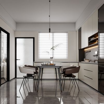 现代简约客餐厅 沙发茶几组合 餐桌 酒柜