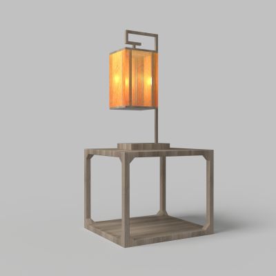 中式方形边几台灯组合