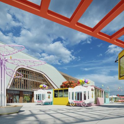 工业风集装箱改造民宿商业街步行街广场外摆咖啡吧创意街区景观