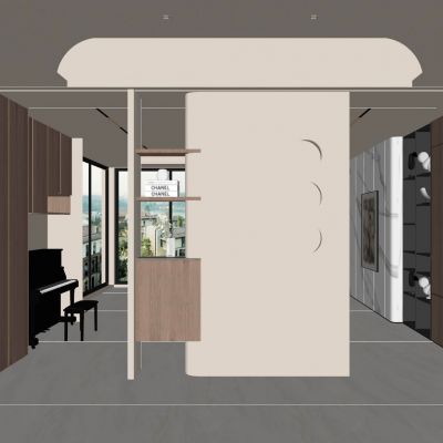 意式 奶油风 圆弧造型 钢琴柜 弧形顶 入户隔断 玄关