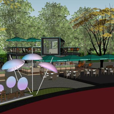 工业风集装箱改造民宿商业街步行街广场外摆咖啡吧创意街区景观