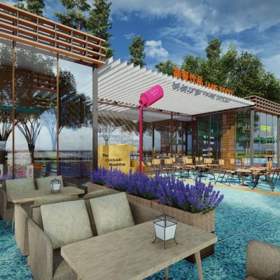 工业风集装箱改造民宿商业街步行街广场外摆咖啡吧创意街区景观