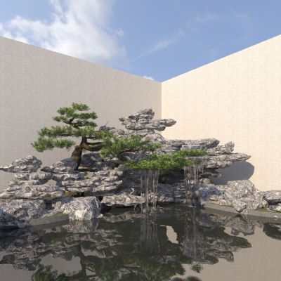 新中式假山水景