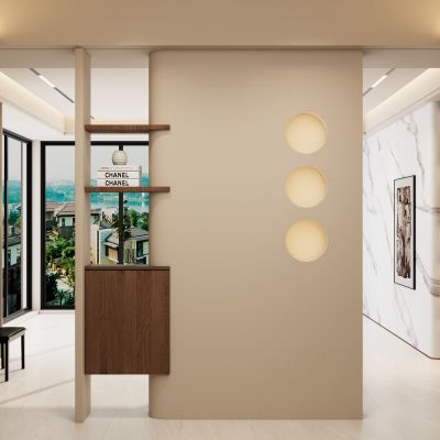 意式 奶油风 圆弧造型 钢琴柜 弧形顶 入户隔断 玄关